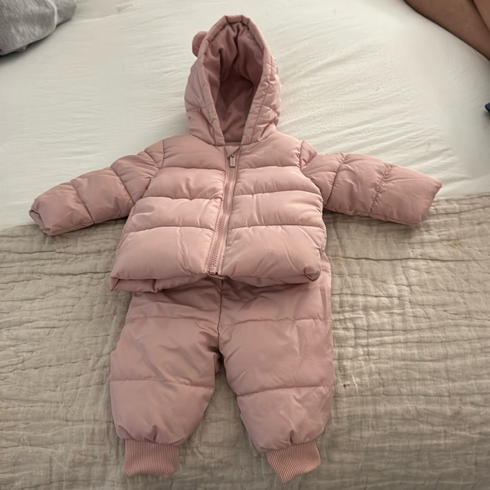 2 piece snowsuit 6-12 months pink old navy